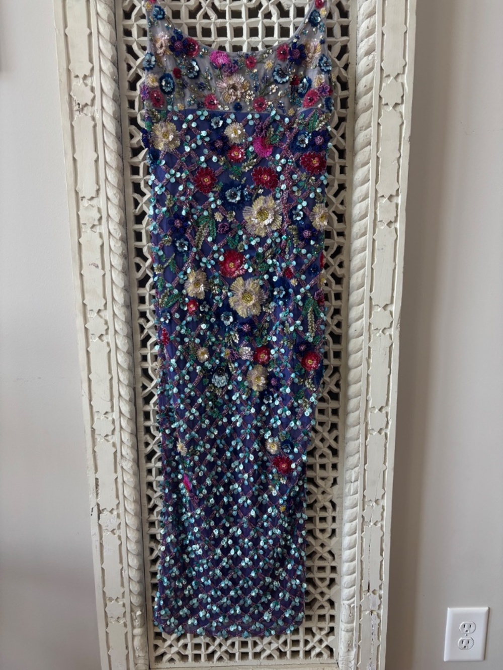 La Fuori Gilded Flora Midi Dress Blue/Multi - Picture 5 of 12